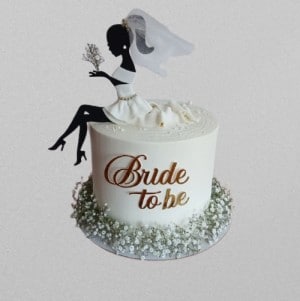 Elegant Bridal Silhouette Cake with Fresh Flowers