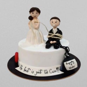 The "Caught & Tied" Funny Groom Wedding Cake