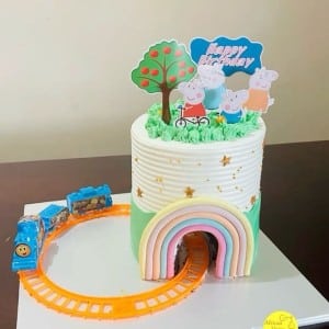 Cartoon Train Tunnel Theme Cake
