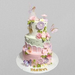 Fairy Garden Theme 3-Tier First Birthday Cake Hyderabad